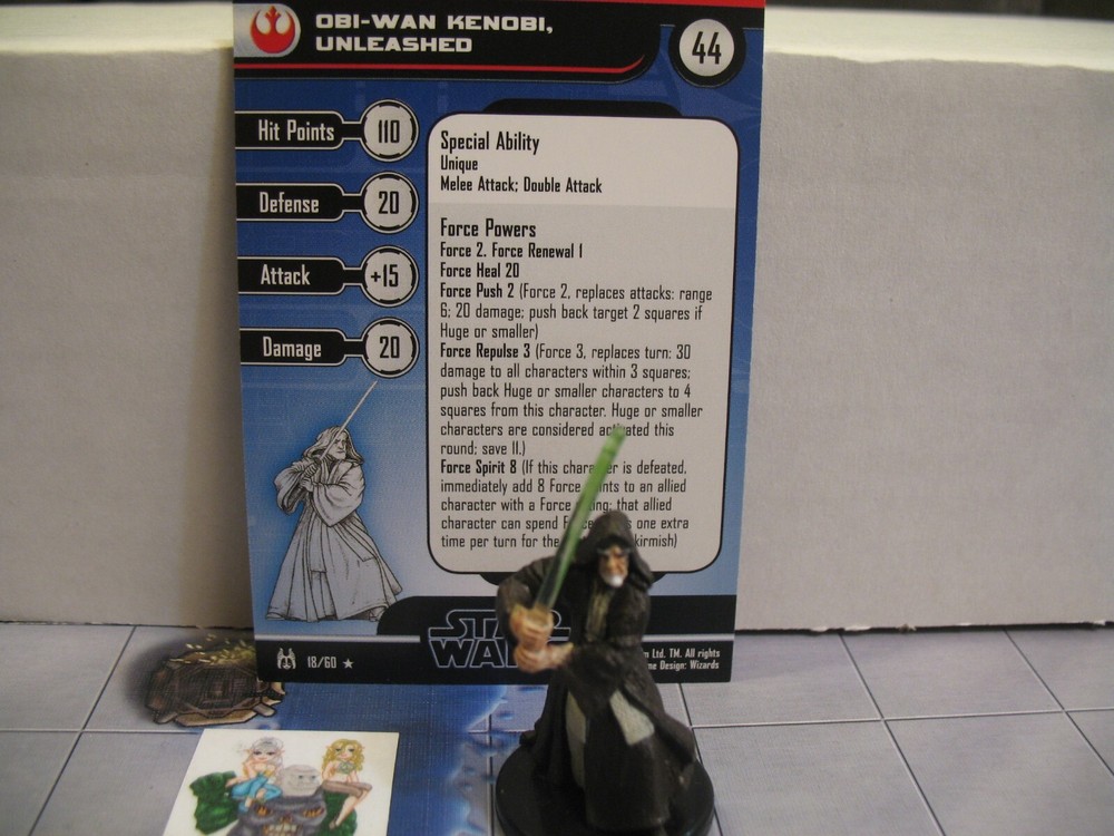 =Star Wars Miniatures FORCE UNLEASHED Obi-Wan Kenobi, Unleashed 18/60 with card=