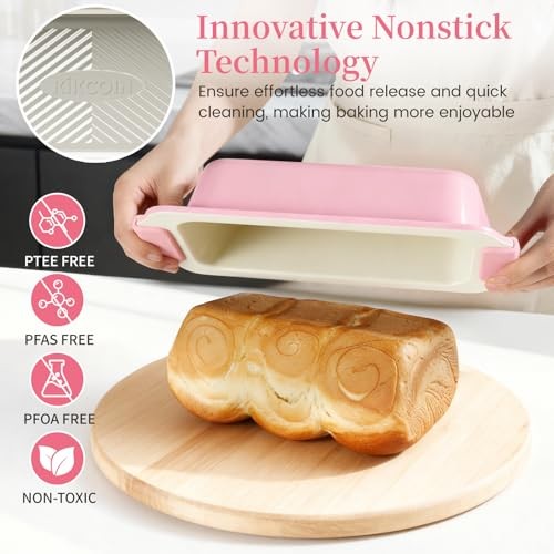25 PCS Stackable Baking Pans Set, Non-stick Bakeware Sets with Silicone Pink
