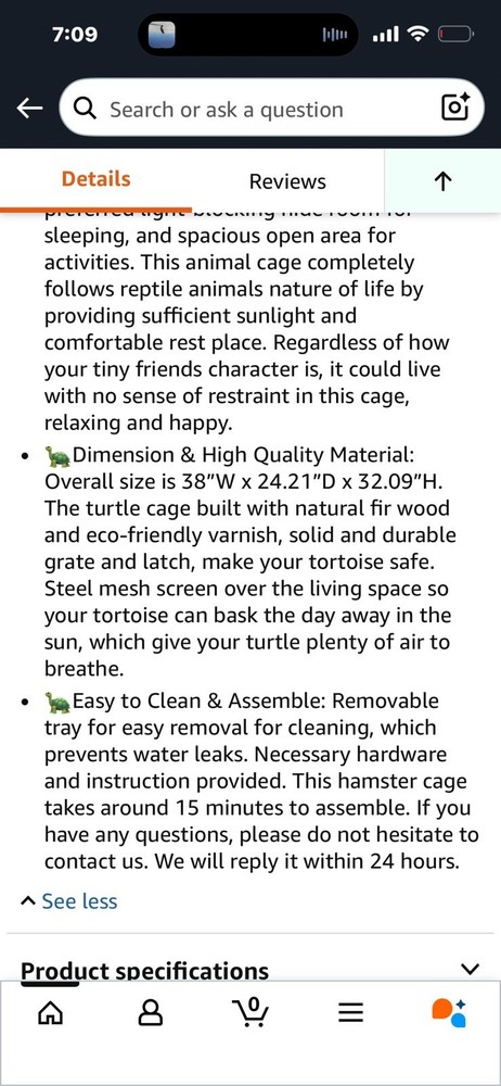 BIRASIL Wood Tortoise Enclosure, Adjustable Light, Large, Gray, 38 Inch