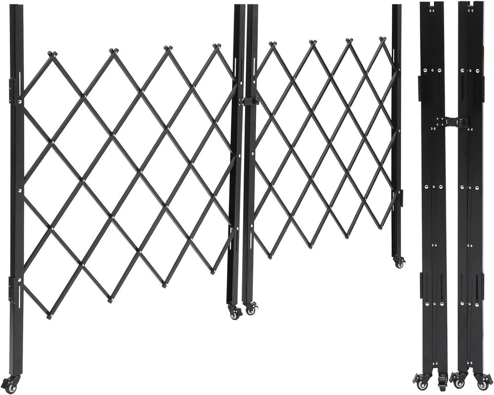 Folding Security Gate Folding Door Gate 61"x122" Expandable Safety Barrier Gate