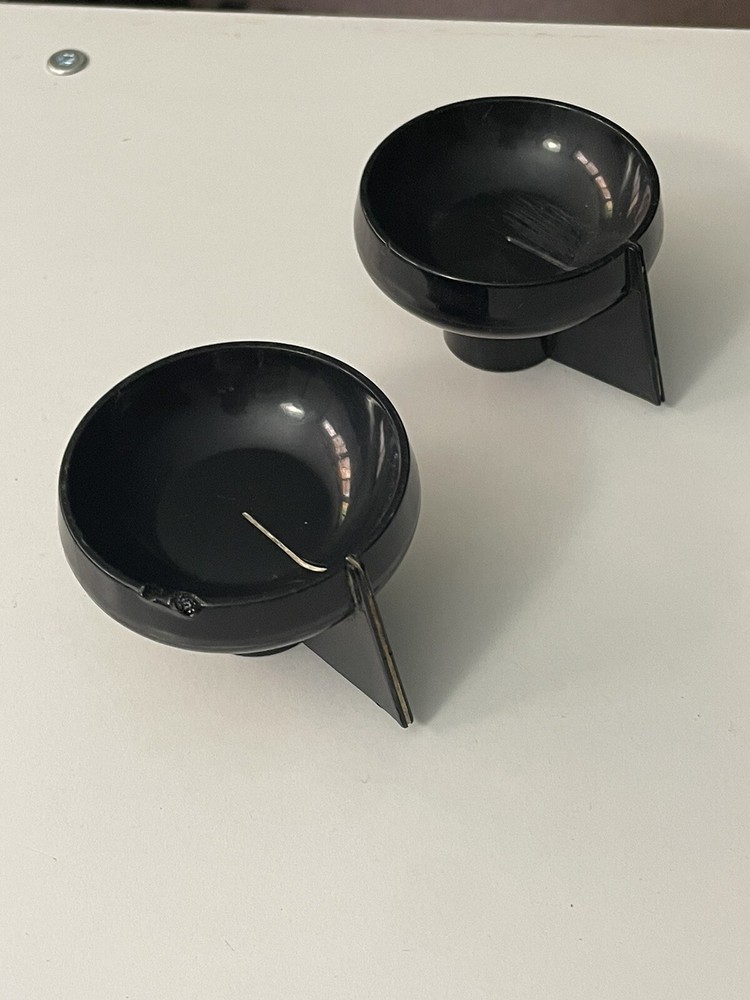 Pair Vintage '70s gloss black Gates Radio large dials console pointer knobs