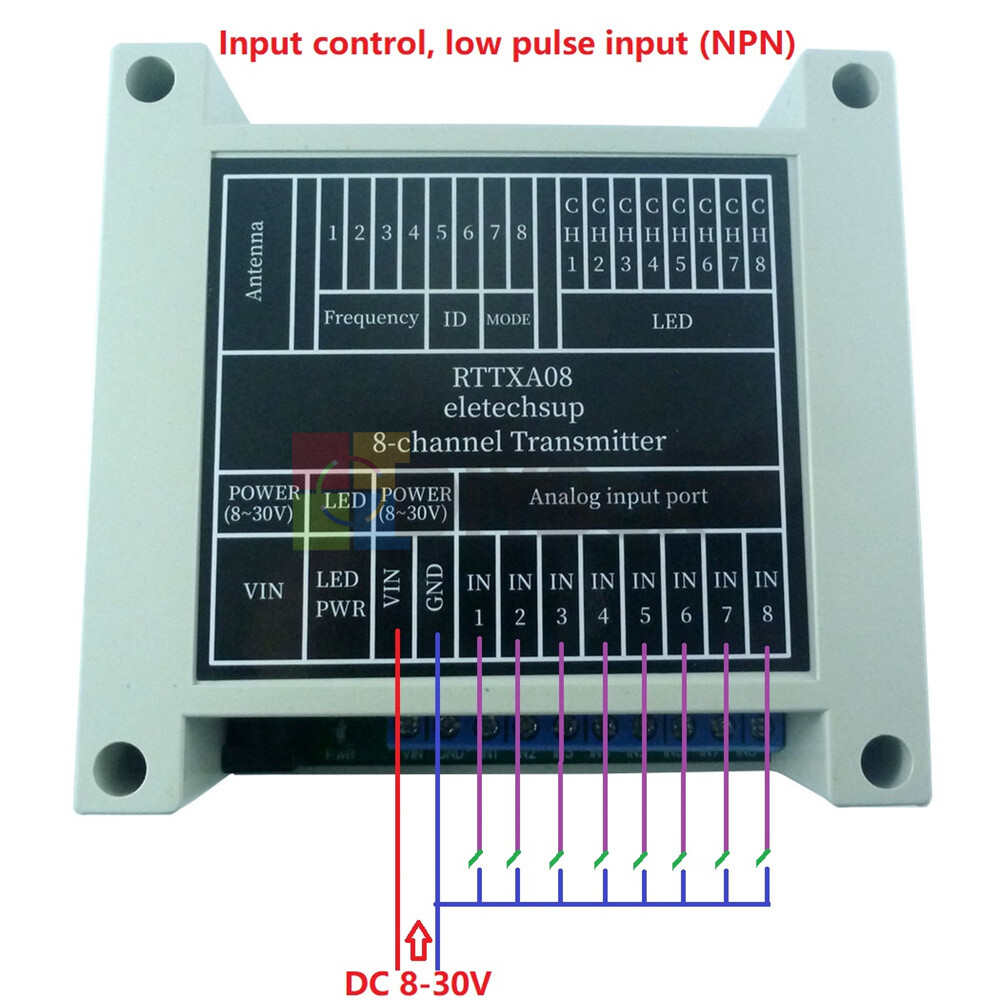 8CH 433M Lora Remote Controller Feedback Point-to-Point Wireless IO Swicth Relay