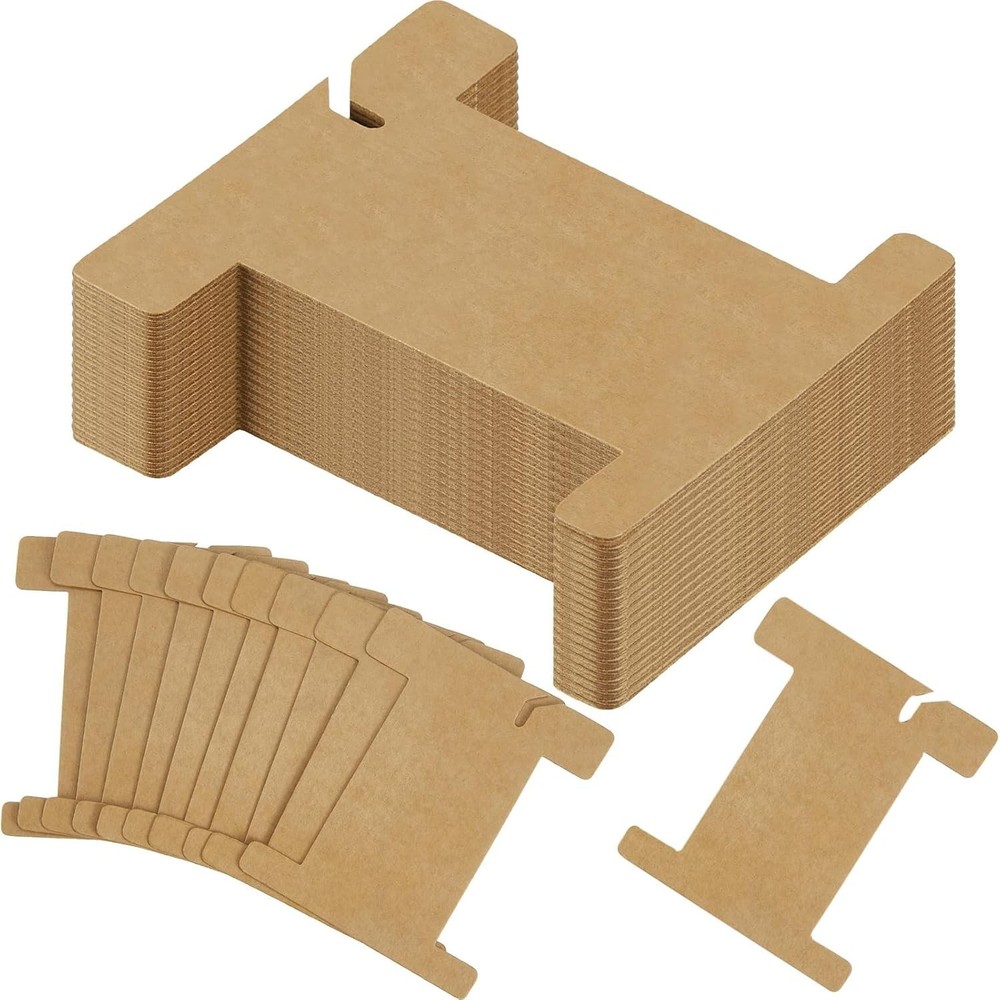 Kraft Cardboard Ribbon Organizer - 100 Elegant Spools for Creative Projects