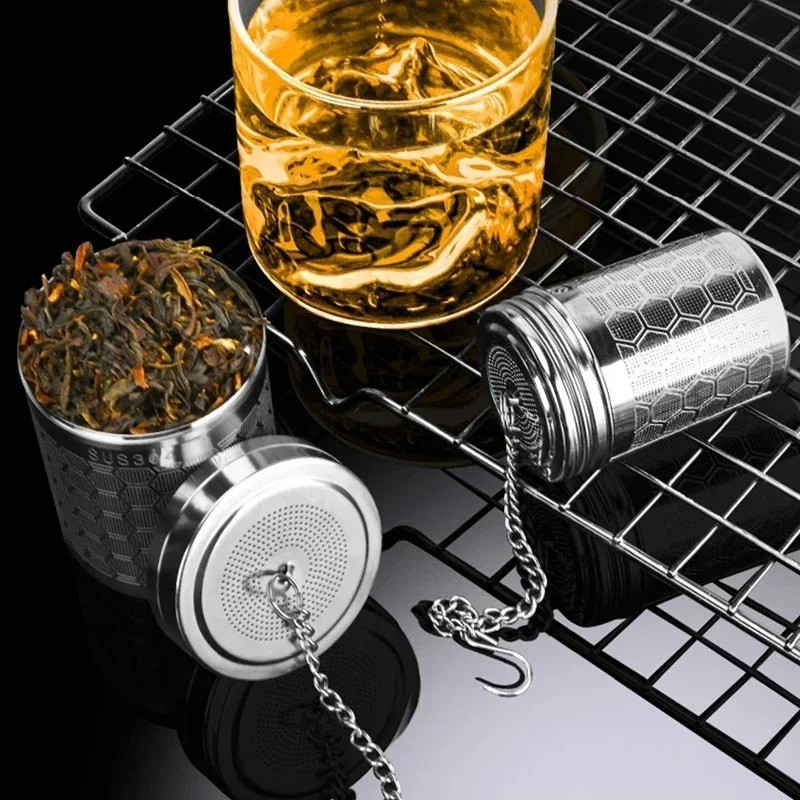 Stainless Steel Tea Infuser Extra Fine Mesh Loose Leaf Strainer Chain Hook