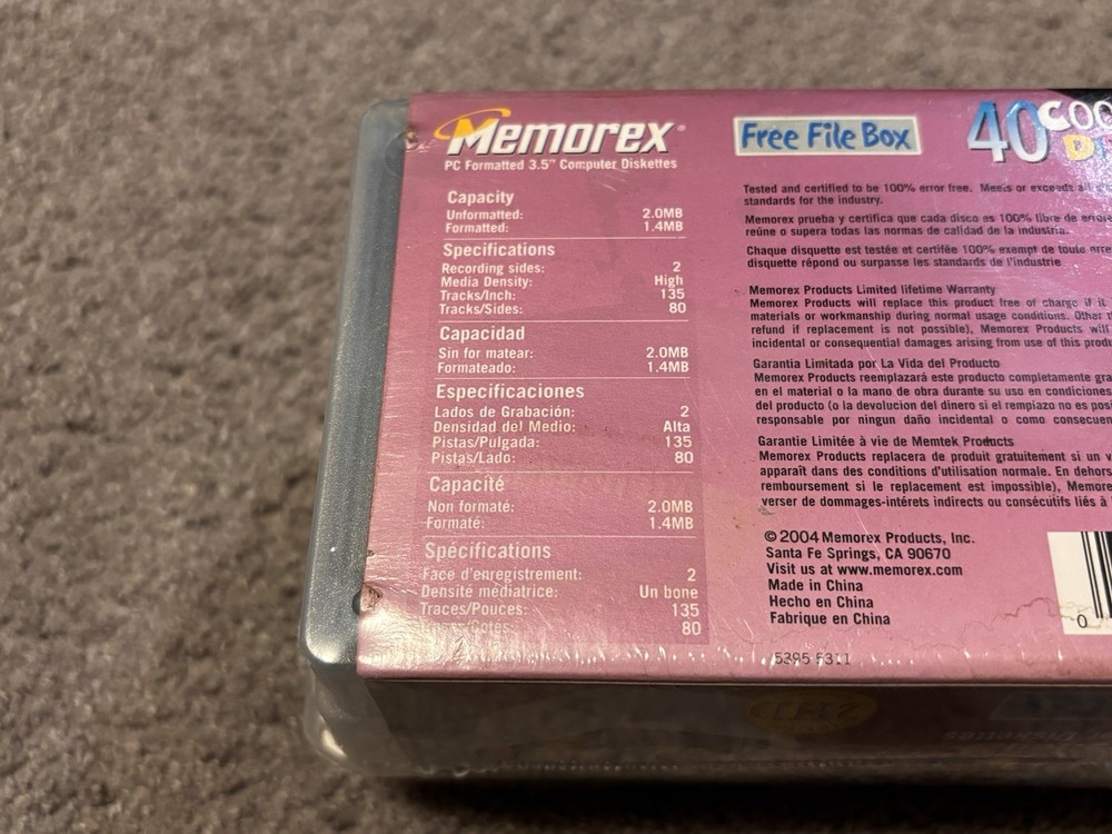 Memorex 40 Pack Cool Disks 3.5” Diskettes PC Formatted Computer New Sealed