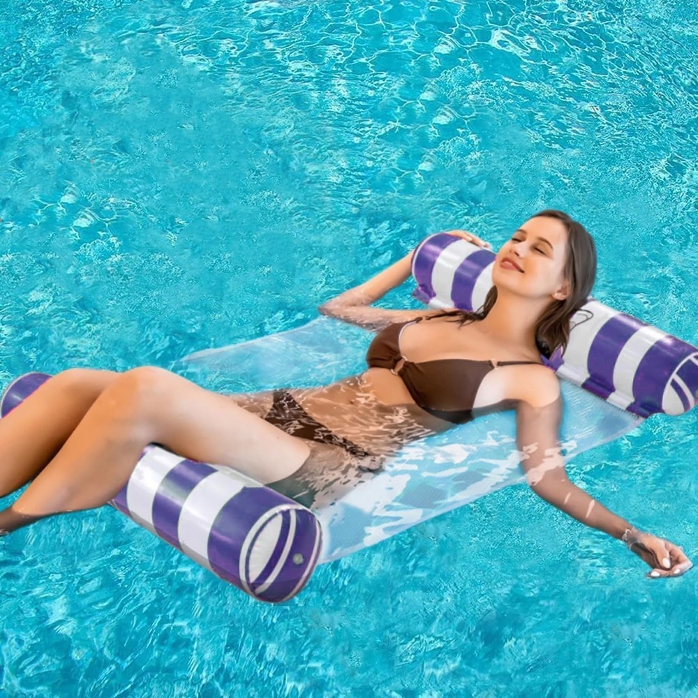 2-Pack Swimming Pool Float Hammock, Multi-Purpose Inflatable Hammock Pool Ham...