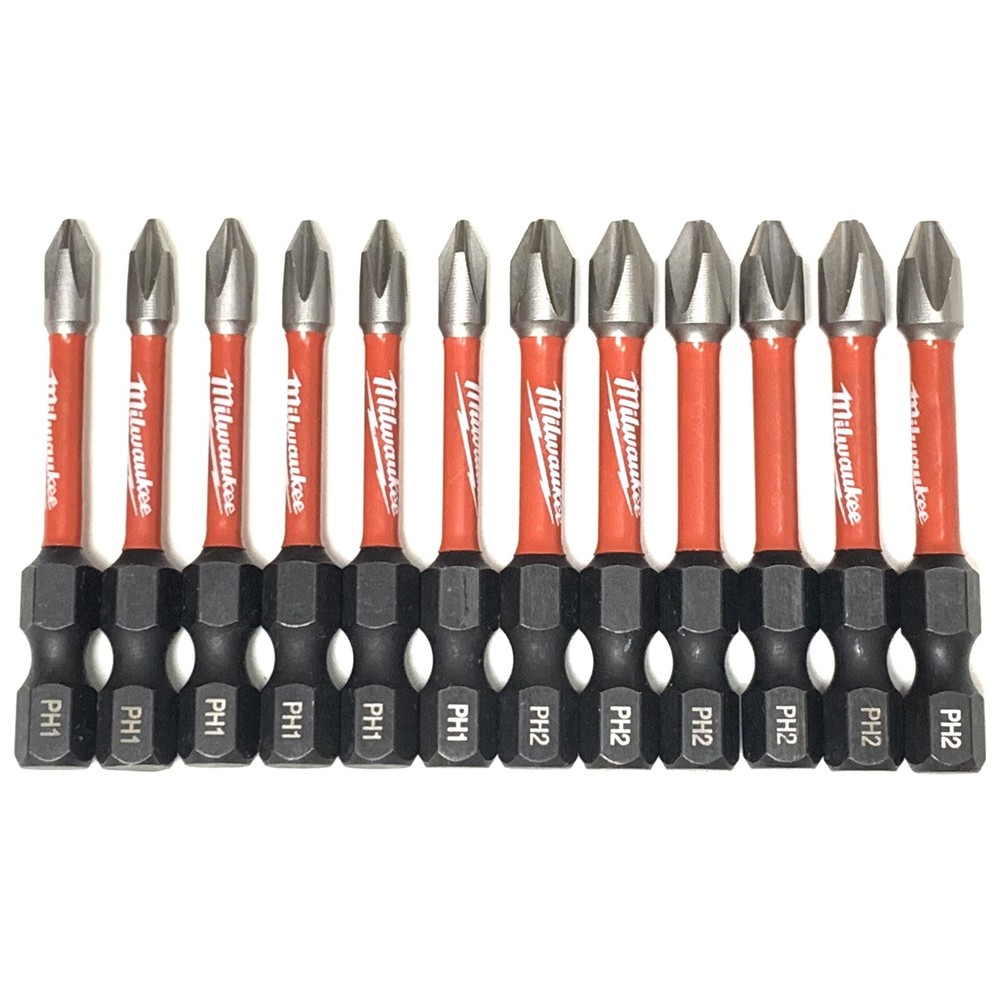 Phillips PH1 PH2 Milwaukee Shockwave Impact Duty 12 Bit Set Screw Driver Bits