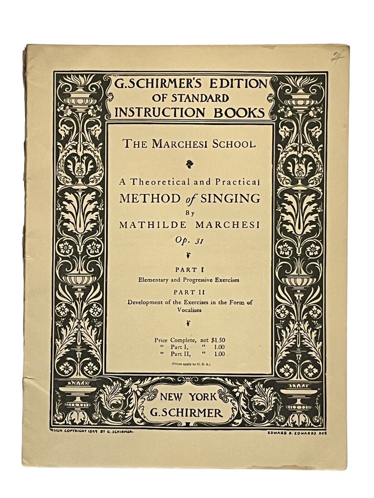 Theoretical & Practical Method of Singing Instruction Book MATHILDE MARCHESI