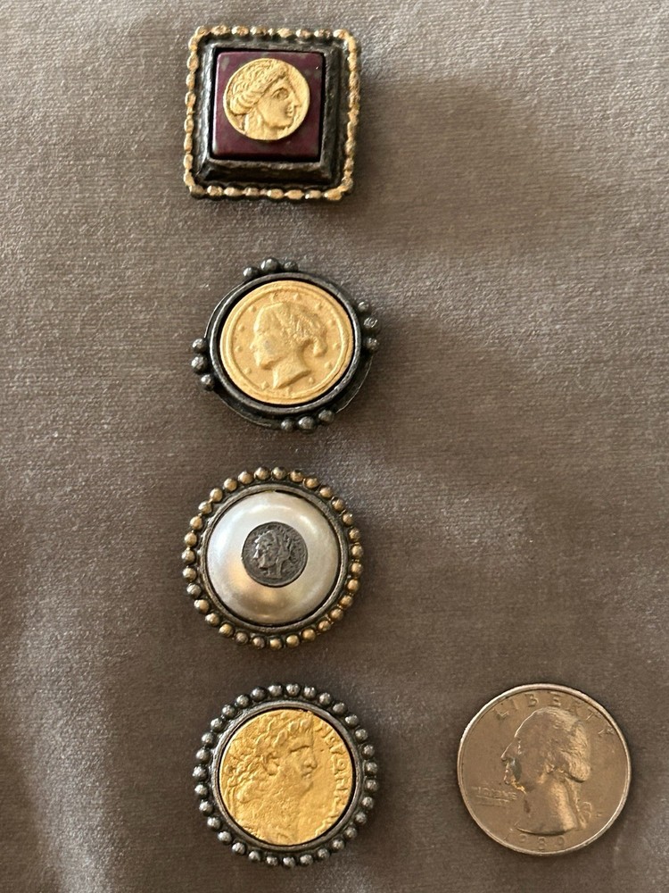 Vintage Set Of 6 Button Covers Various Patterns And Sizes