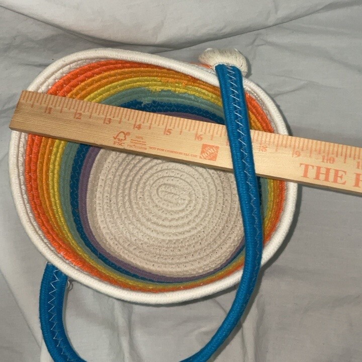 Rainbow coiled rope basket