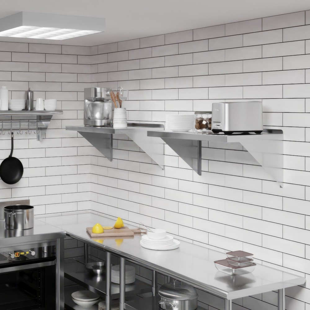 18" Width x 30" Length | Stainless Steel Wall Shelf | Square Edge