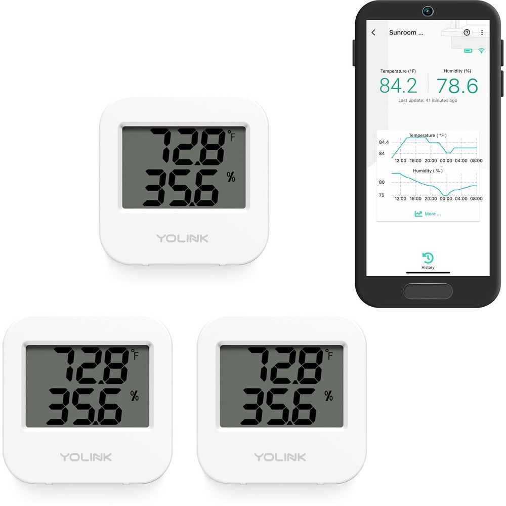 YoLink Smart Wireless Temperature & Humidity Sensor, 3-Pack, Wide Temp Range ...