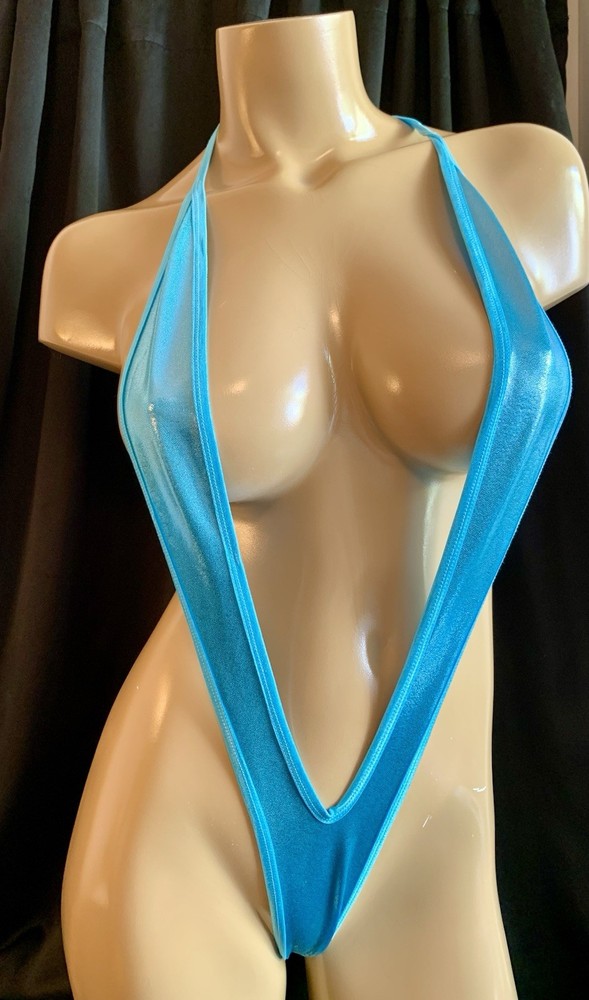 Exotic Dancer Stripper Rave Ocean Metallic Micro V Monokini OSFM