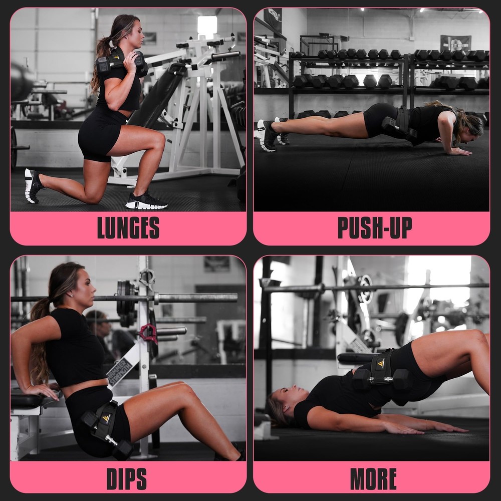 Exercise Hip Thrust Belt for Weights, Glute Workout Equipment, Adjustable Hip