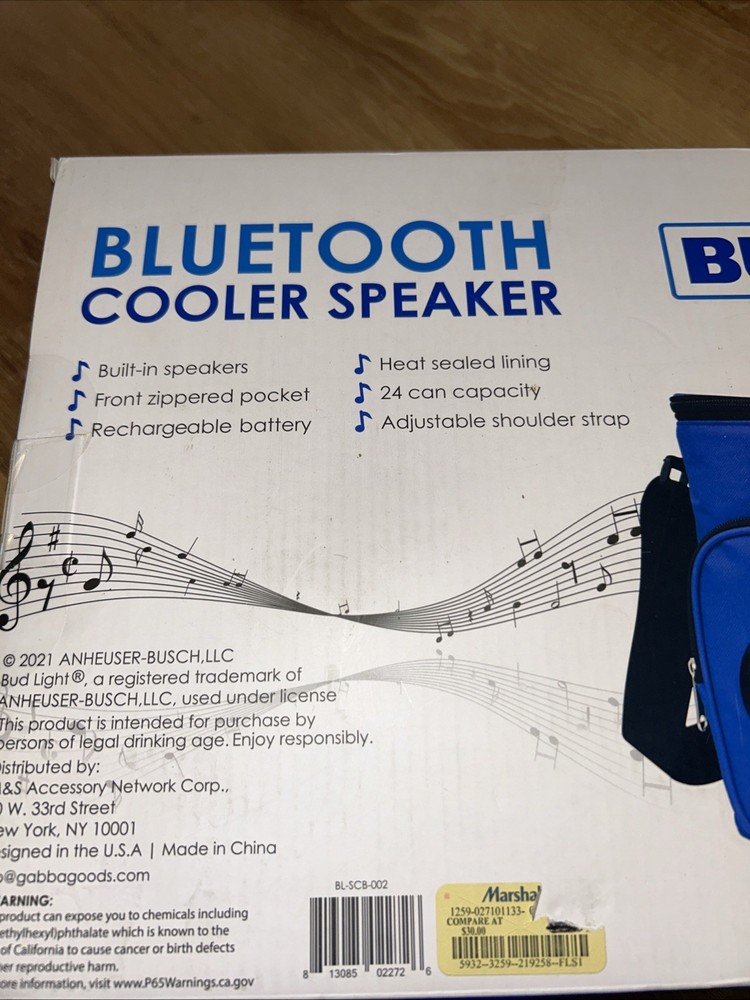 Bud Light Bluetooth Cooler Speaker 24 Can Capacity