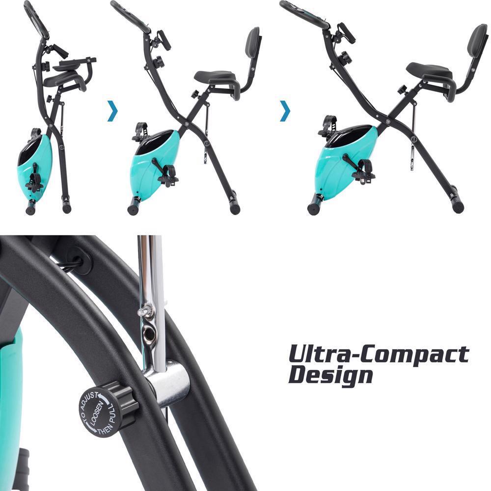 Large LCD Display Functional Foldable Design Exercise Bike - Black+Green