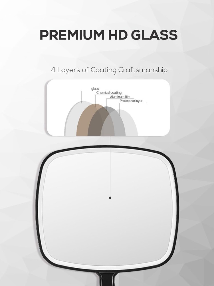 Extra Large Handheld Mirror,Hand Salon Mirror with Handle-12.4" x 9"