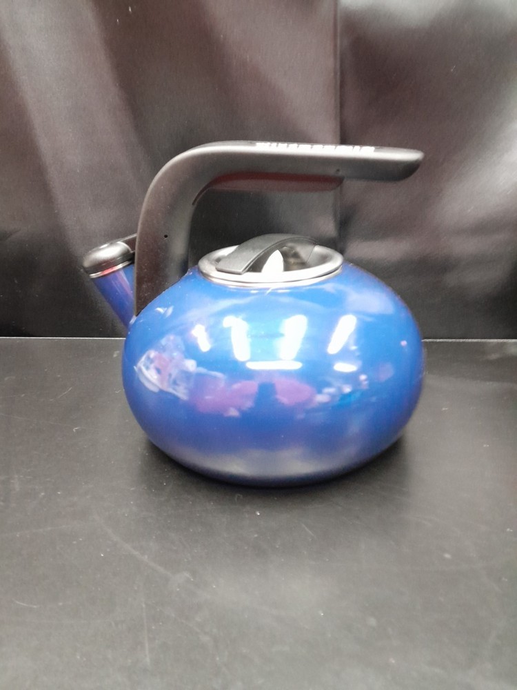 KitchenAid 2 Quart Blue Enamel Whistling Teapot Tea Kettle