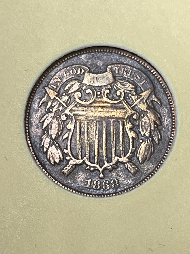 1868 2c Shield Two Cent Piece US Coin