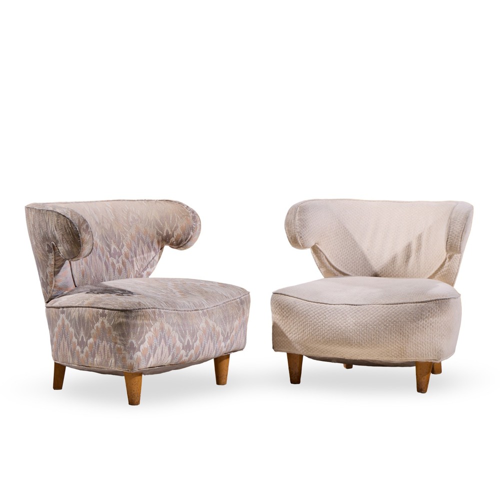 Paul Laszlo Mid Century Scroll Lounge Chairs - Pair