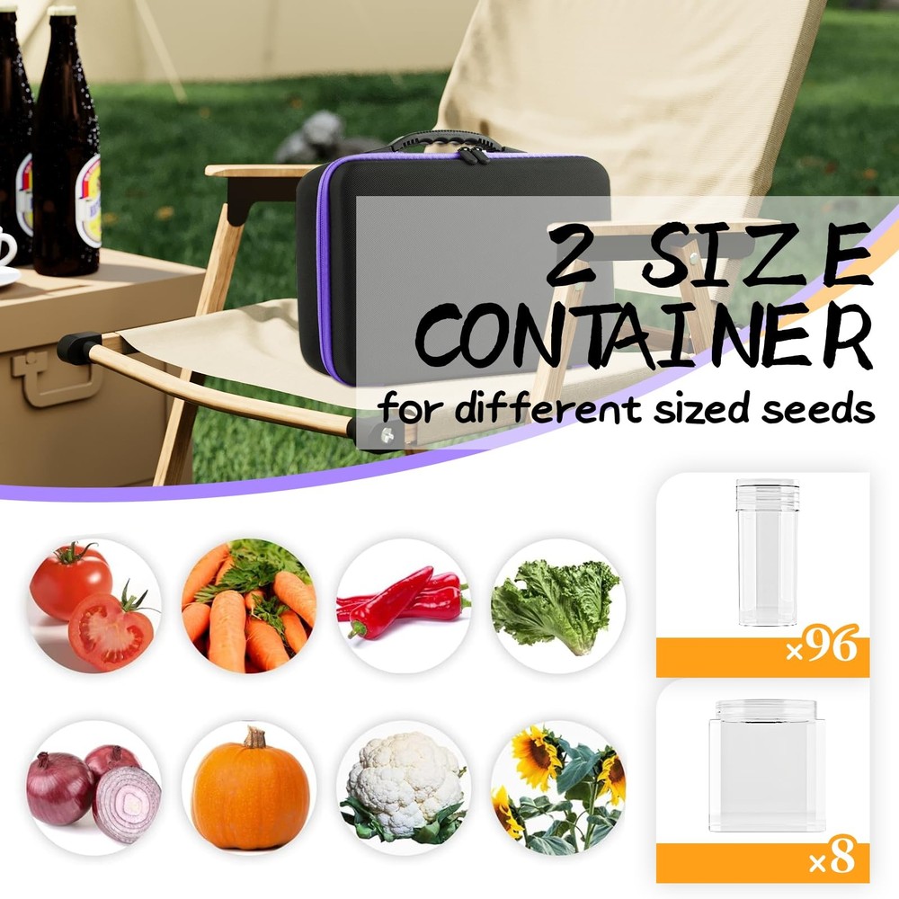 104 Slots Seed Storage Organizer Box with 20 Envelopes, Garden Seed Container...