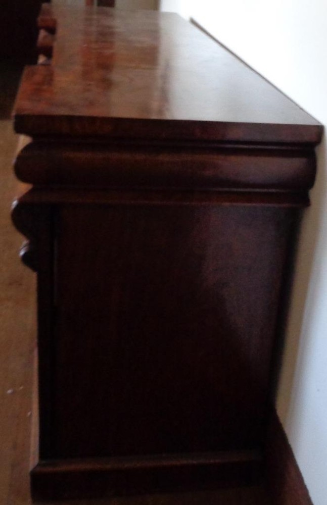 Gorgeous Antique Solid Wood Burled Veneer Finish Extra Large Buffet Sideboard