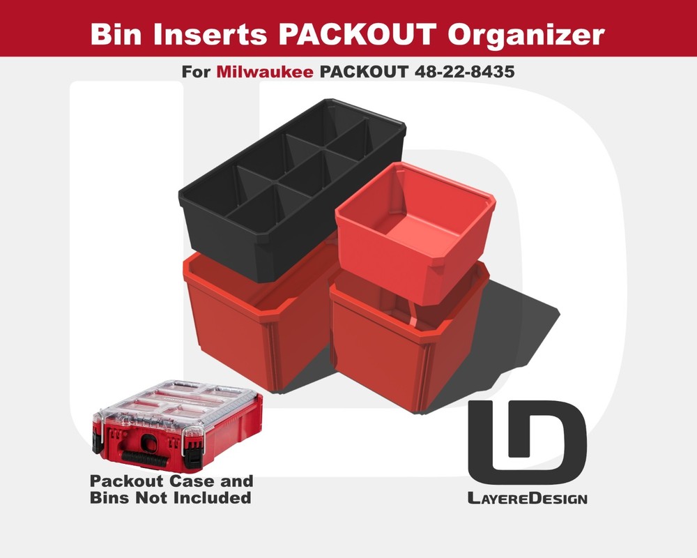 Milwaukee PACKOUT Organizer Inserts | Bin Inserts | 48-22-8435 | Black or Red
