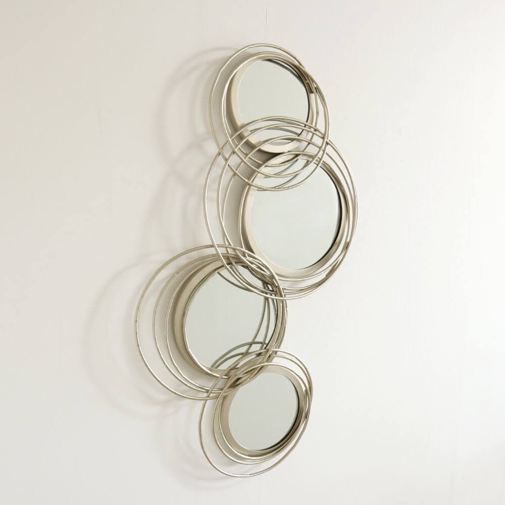 Silver Triptych Wall Mirror, Simple Modern, 57×101 cm