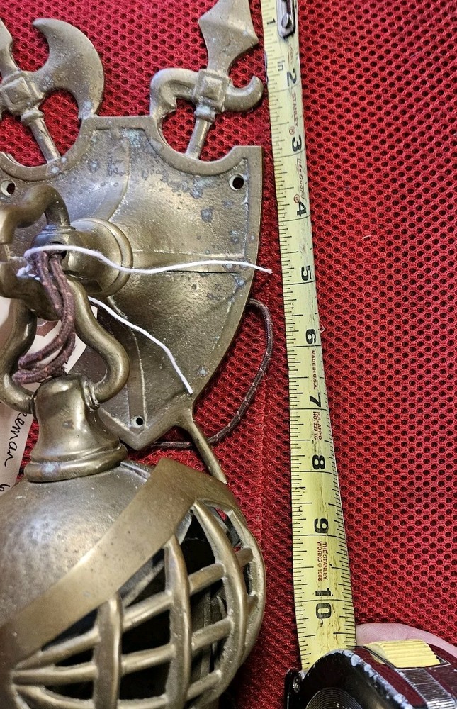 RARE Vintage Lighted Solid Brass Medieval Knight Helmet & Shield Wall Sconce