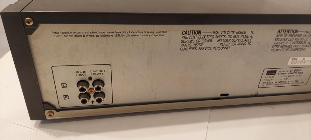 SANSUI D-55M Stereo Cassette Deck Needs Belts