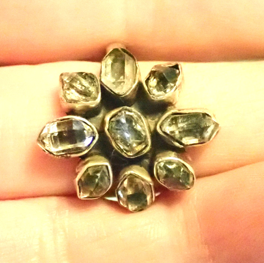 Herkimer Diamond Sterling Silver Ring sz 9
