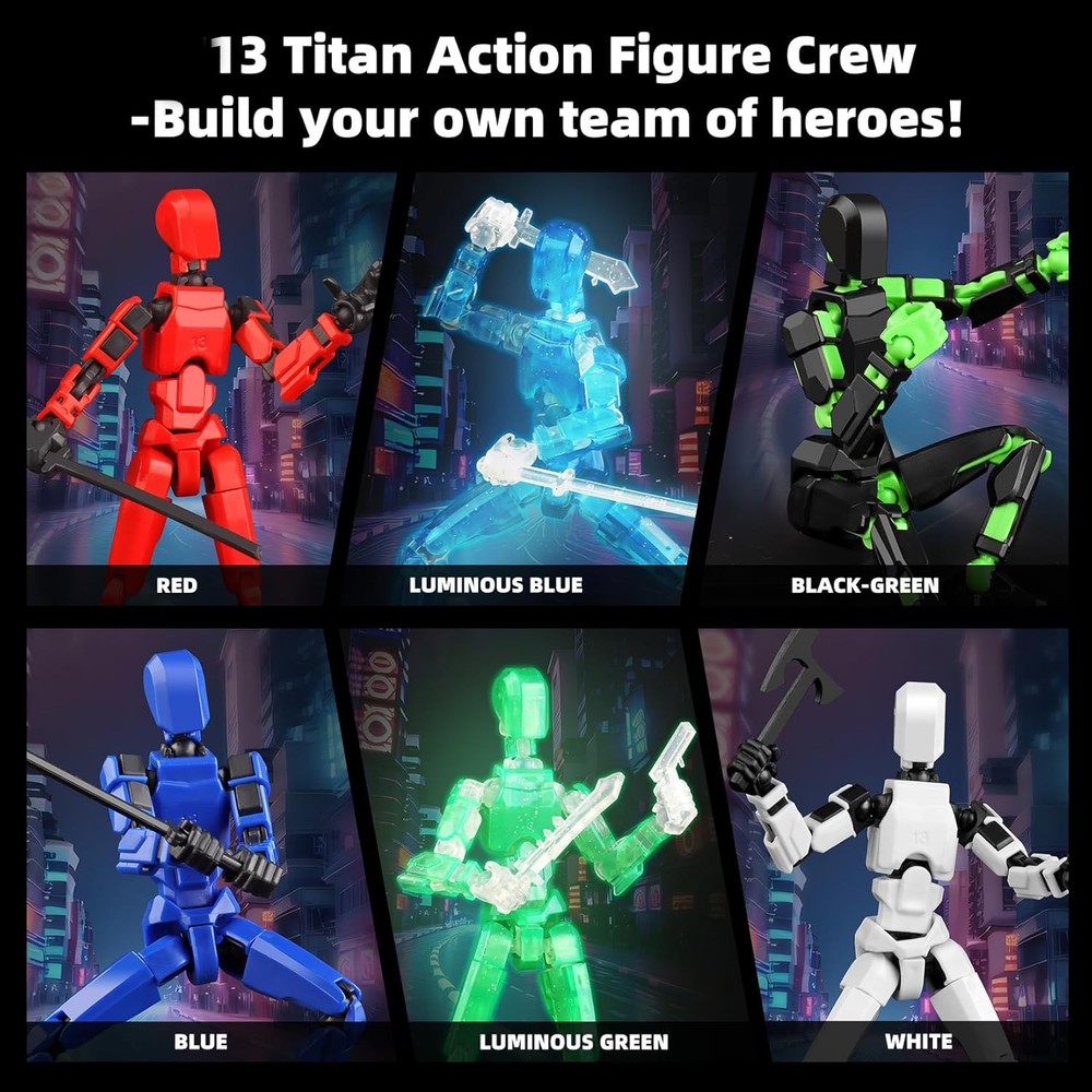 Luminous 13 Action Figure Set, 6PCS Robot 6pcs 13 Set