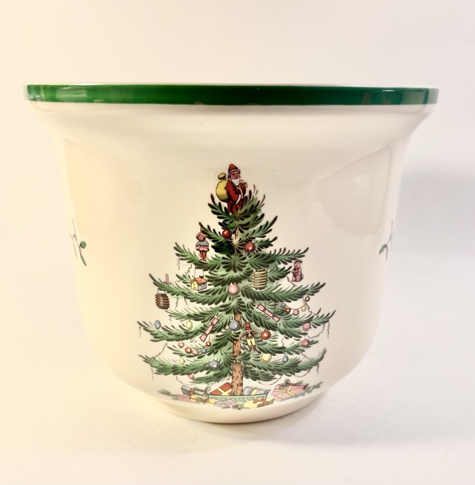 Spode Christmas Tree 5 3/8" by 6 5/8" Cachepot - England - EUC in Original Box