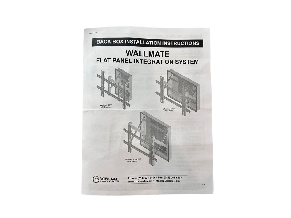 RP Visuals 32MAXB Wall Mate In-Wall Flush Panel Back Box Black - (DAMAGED AS-IS)