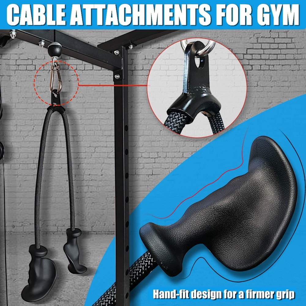 Ergonomic Tricep Rope Pull Down Attachment Upgraded Long Triceps Rope Cable A...