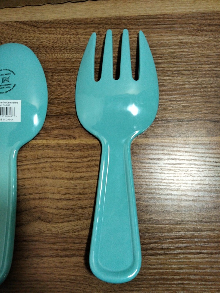 Upware 2 Piece 10.75" Melamine Salad Server Utensils Spoon & Fork Crackle...