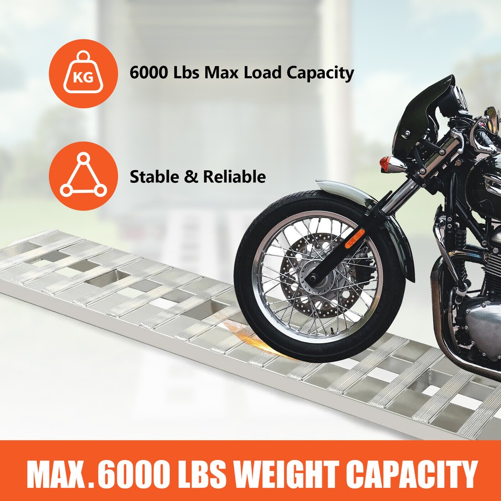 2Pcs 80"x15" Aluminum 6000 LBS Truck Car Auto Trailer Ramps Hook End Knife