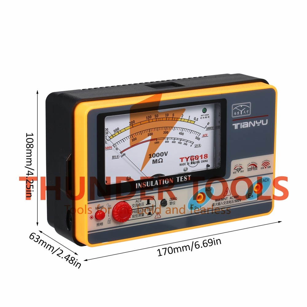 Thunder Tools Insulation Resistance Meter Digital Ohmmeter Handheld
