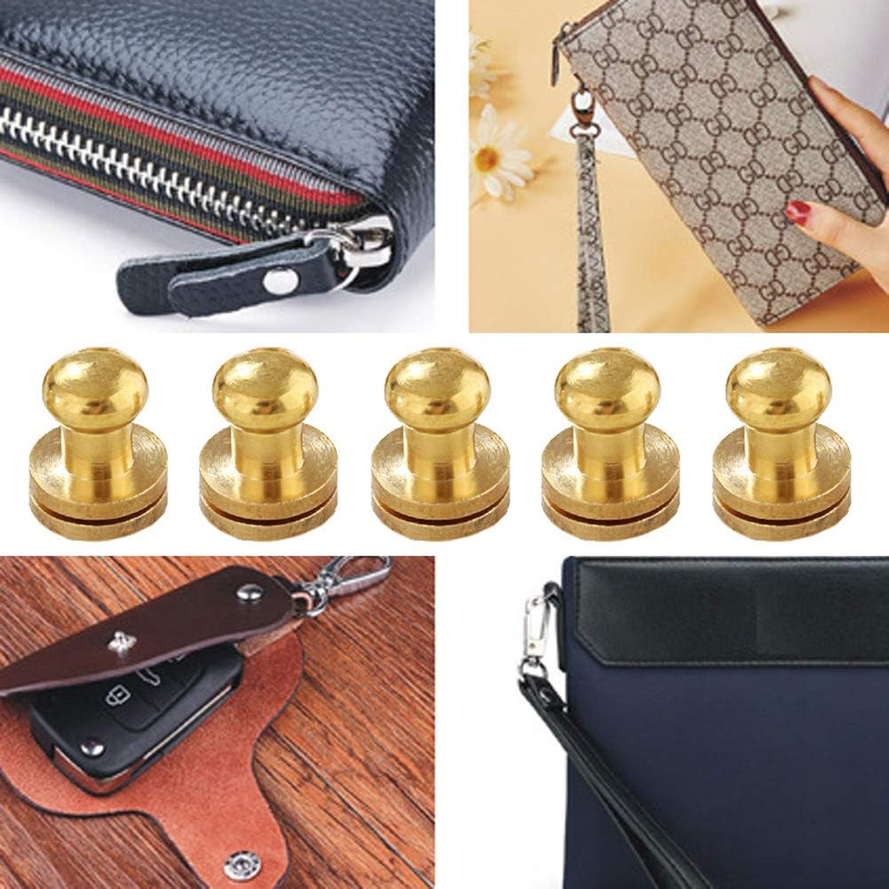 20 Pieces 6Mm round Head Button Studs Brass Leathercraft Studs Buttons Cap Rivet