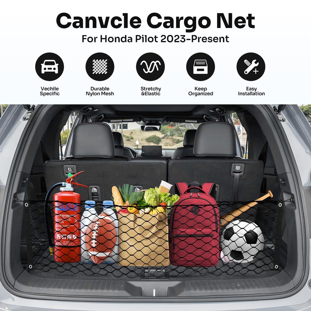 Cargo Net for Honda Pilot 20232026 | Adjustable Mesh Trunk Organizer