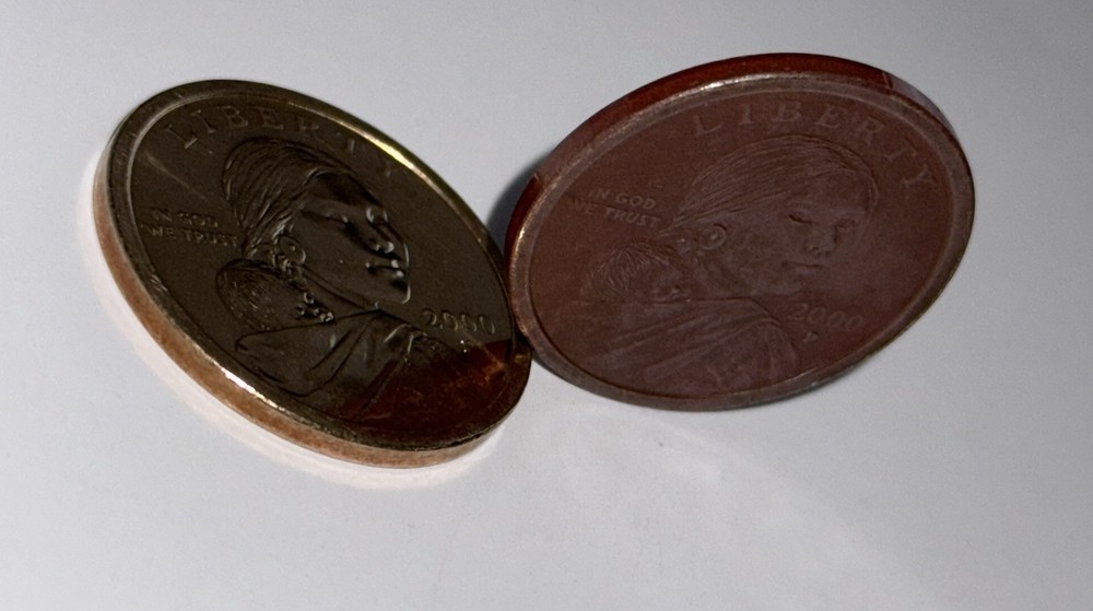 ERROR MISSING CLAD LAYER BOTH SIDES 2000 P Sacagawea Coin Ver Rare