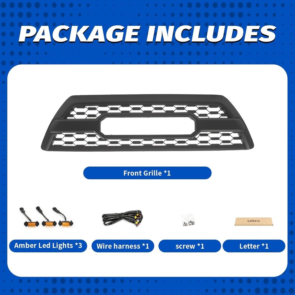 Front Grill Compatible with 4Runner 2006-2009 Matte Black Front Bumper Grille wi