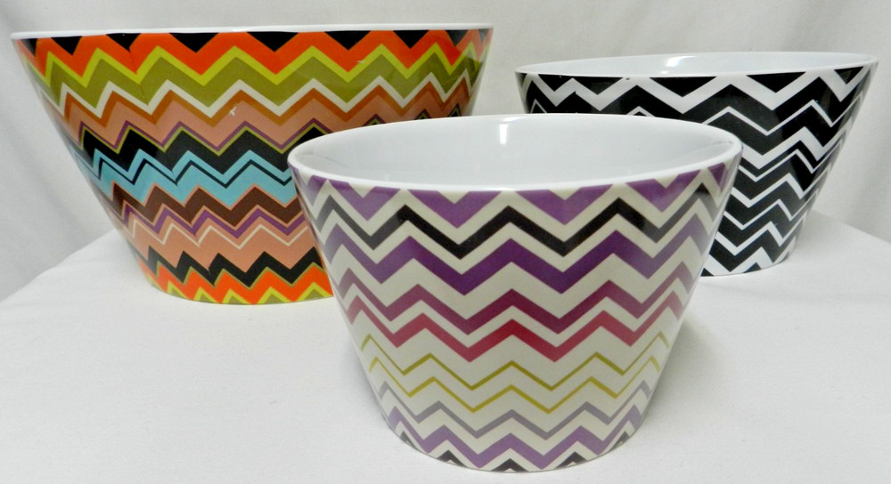 Missoni Target Chevron Zig Zag Set 3 Stoneware Bowls Nesting Mixing micro dish