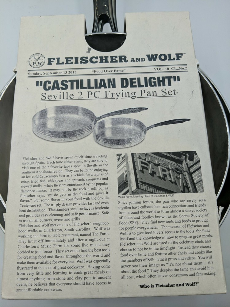 2 PC Fleischer & Wolf Seville Frying Pan Set ( Hammered Silver Look) Castillian