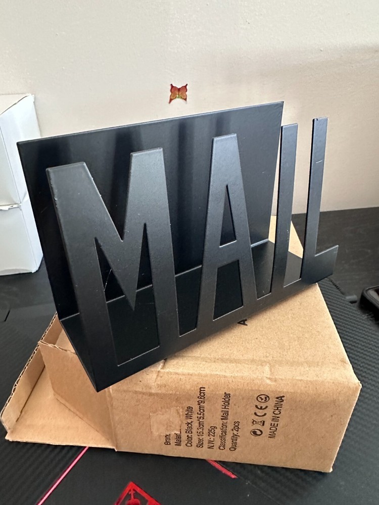 Black Metal Desktop Cutout Mail Letter Holder