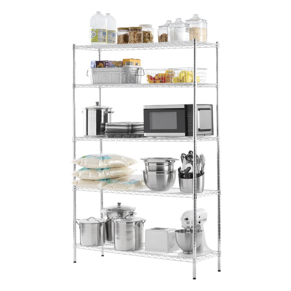 Hyper Tough 5-Tier Multipurpose Wire Shelving Rack, Chrome Color, 3000lbs Load
