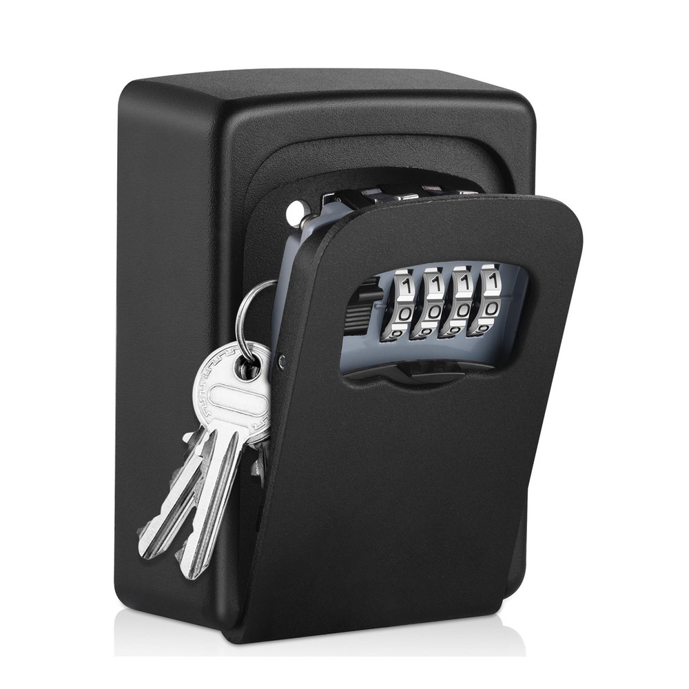 Key Lock Box Wall Mounted,4 Digit Combination Weatherproof Lockbox for Outsid...