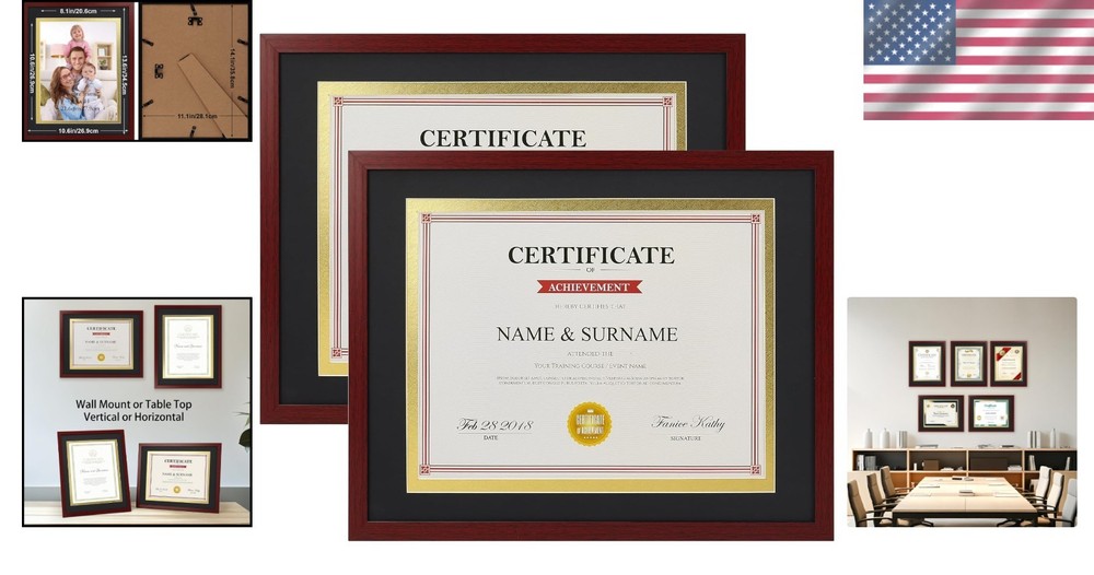 Robust 2-Pack Diploma Frames in Mahogany - Effortless Document Display