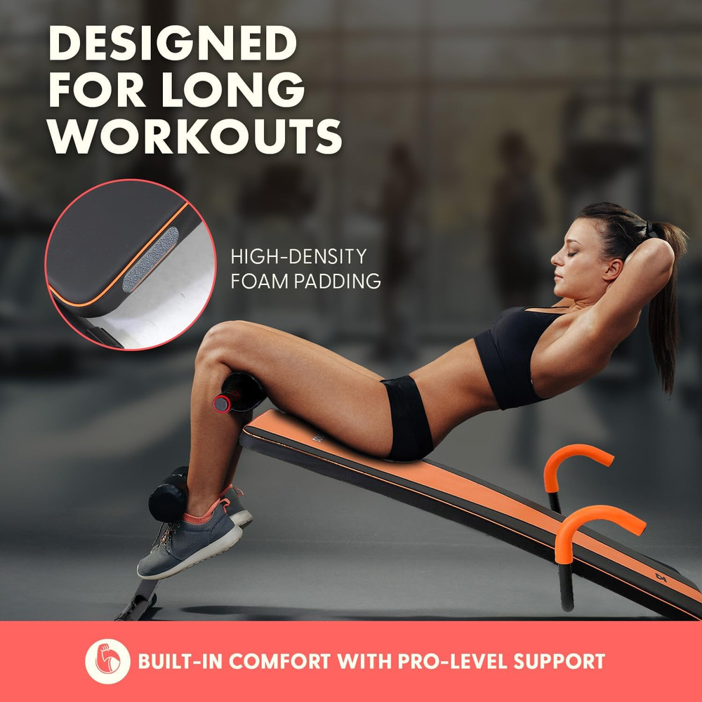 Adjustable Decline Sit-Up Bench for Abs with Handrail, Five Level Abdominal Benc