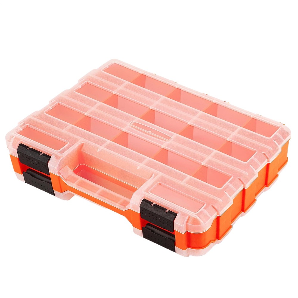 Double Side Tool Organizer With 34-Compartment Dividers Hardware Box Storage